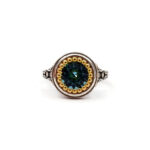 Byzantine Ring Aquamarine Crystal Stone - 925 Sterling Silver Gold Plated