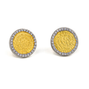 Phaistos Disk Stud Zircon Earrings
