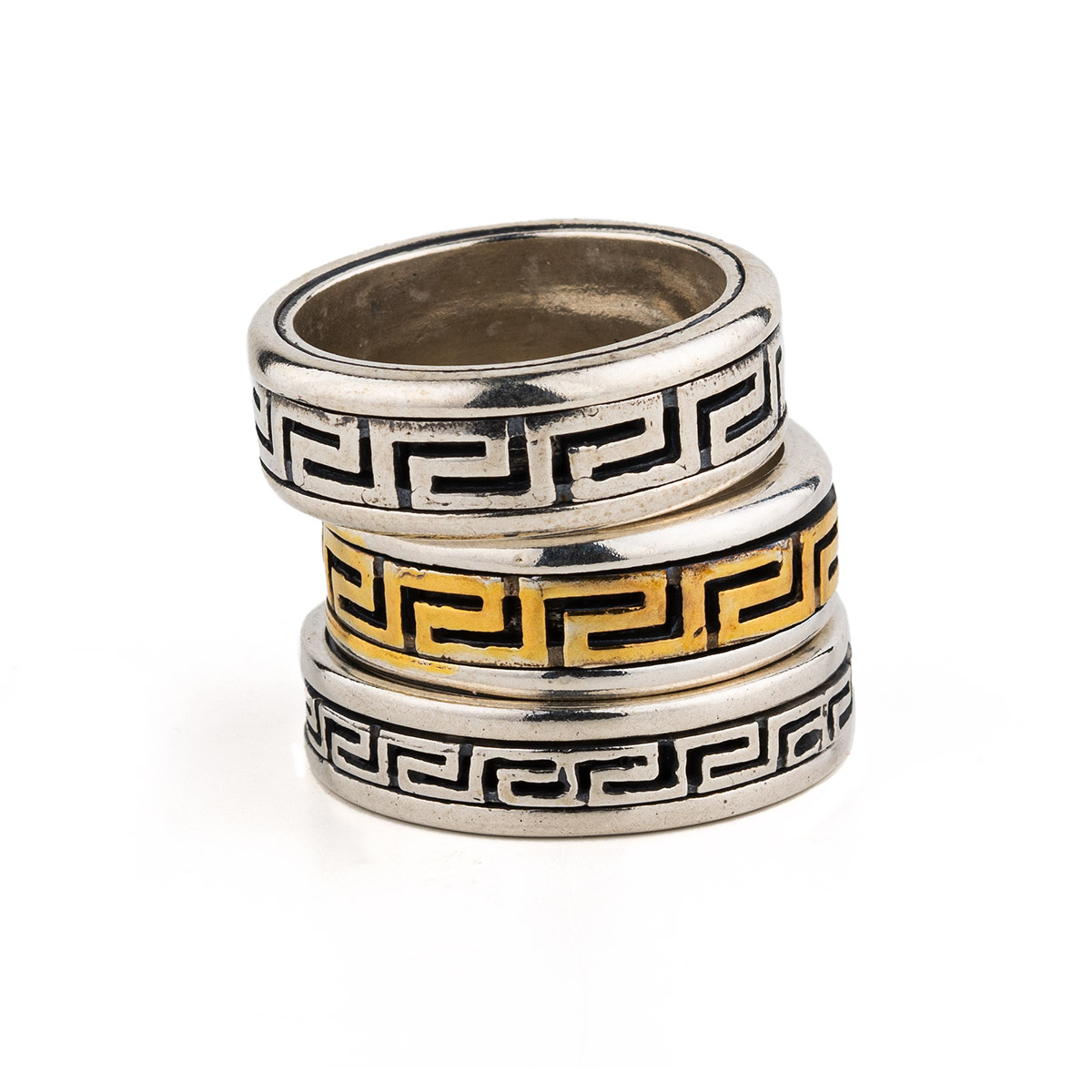 Greek key Ring – 925 Sterling Silver and Gold Plated - GREEK ROOTS