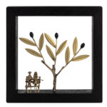 Bronze Sculpture Couple on the Bench - Wood art frame