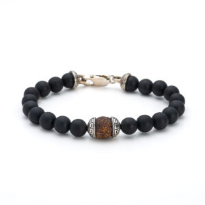 Meander Bracelet – 925 Sterling Silver and Onyx Agate Beads