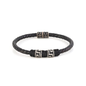 Meander Leather Bracelet - Sterling Silver