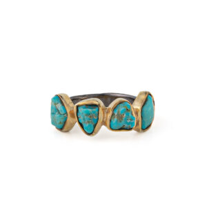 Dainty Turquoise Ring - 925 Sterling Silver and Gold Plated