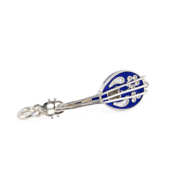 Greek Bouzouki Pendant Necklace with Blue Enamel