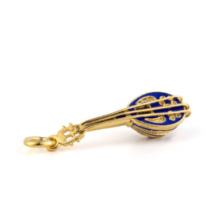 Greek Bouzouki Pendant Necklace with Blue Enamel