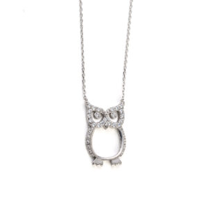 Owl Necklace with Zircon - 925 Sterling Silver