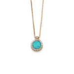 Blue Opal Necklace with Zircon - 14k Gold