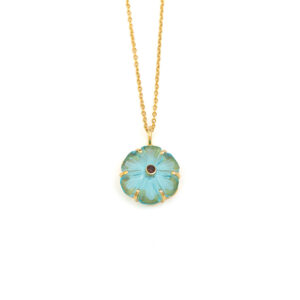 Glass Engaving Necklace - 925 Sterling Silver and Gold Plated