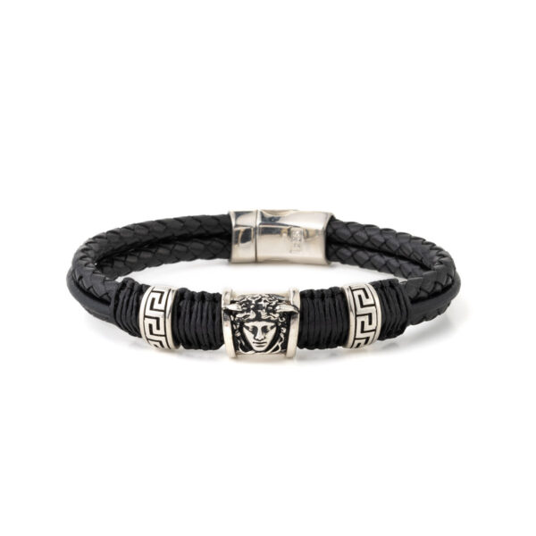 Medusa Leather Bracelet - Sterling Silver