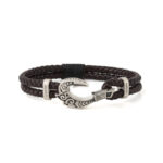 Leather Hook Bracelet - Sterling Silver