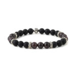 Onyx Carnelian and Sterling Silver Beaded Bracelet