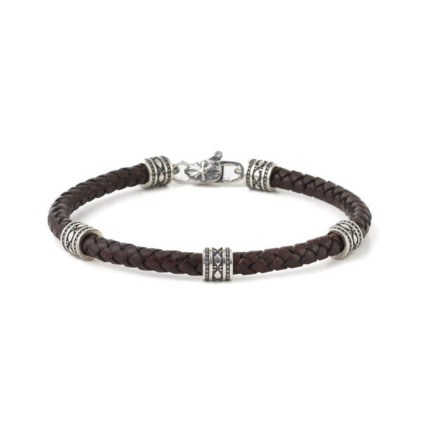 Axion Leather Bracelet - Sterling Silver