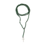 Rosary Necklace with Malachite Beads - 925 Sterling Silver