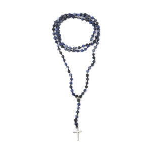 Rosary Necklace with Sodalite Beads - 925 Sterling Silver