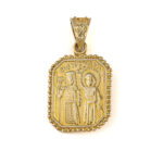 Constantinato Rectangle Pendant with Turquoise - Gold 14K