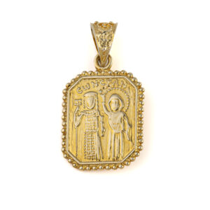 Constantinato Rectangle Pendant with Turquoise - Gold 14K