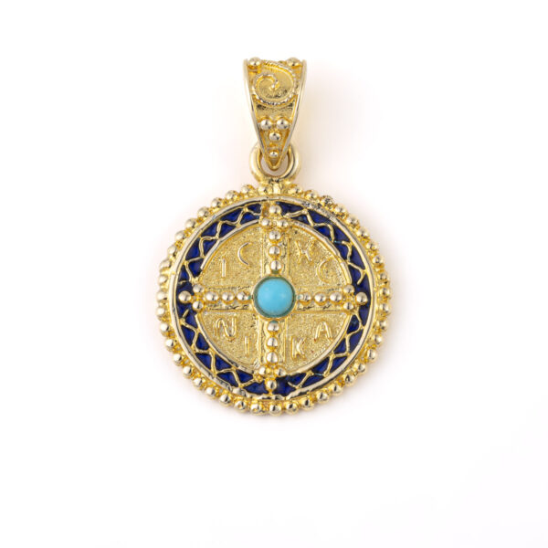 Constantinato Pendant with Turquoise - 14K Gold