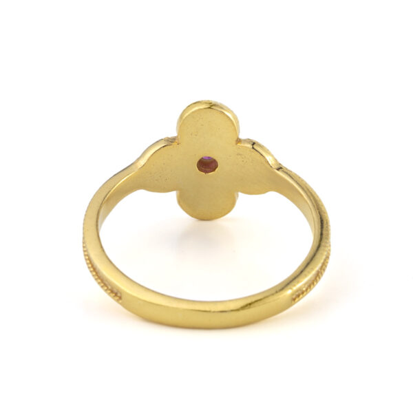 Byzantine Flower Ring with Stone - Gold Plated 925 Sterling Silver