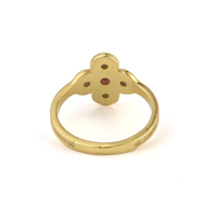 Byzantine Flower Ring with Stones - 925 Sterling Silver and Gold Plated