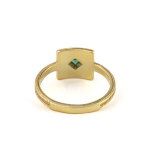 Byzantine Square Ring with Stone - 925 Sterling Silver and Gold Plated