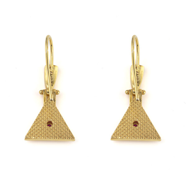 Triangle Byzantine Earrings with CZ - Sterling Silver and Gold Plated