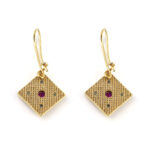 Rhombus Byzantine Earrings with Zircon - Sterling Silver and Gold Plated