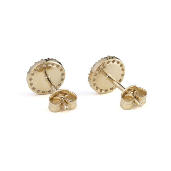 Round Opal Stud Earrings - 9K Gold