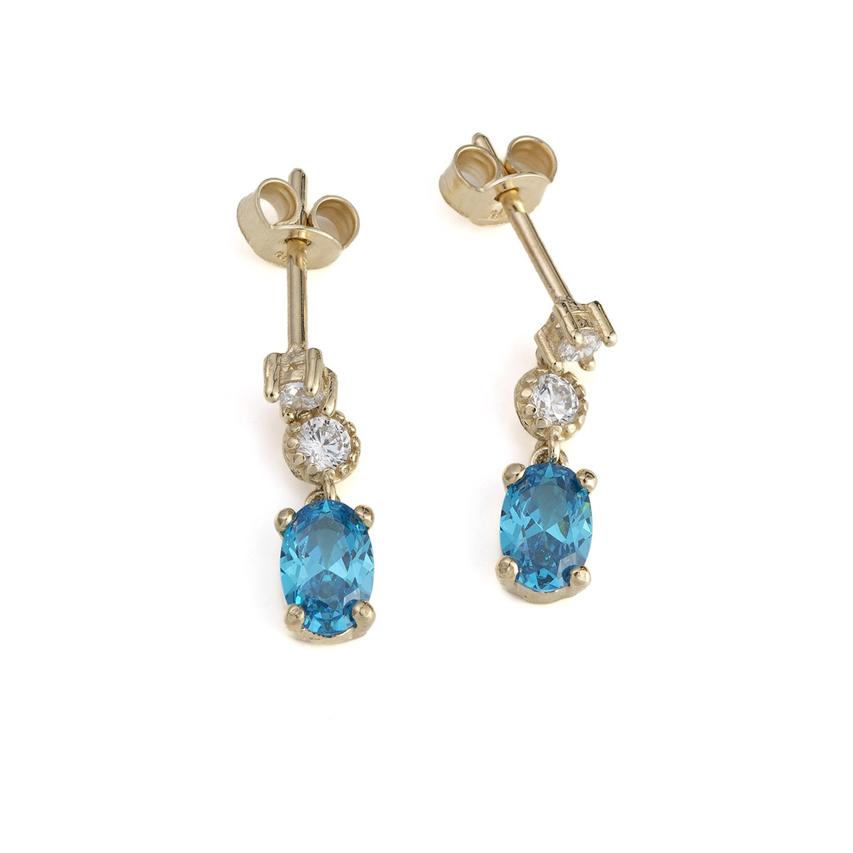 Blue Stone Dangle Earrings 9K Gold GREEK ROOTS