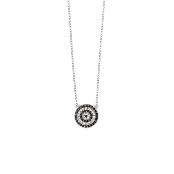 Round Evil Eye Necklace - Sterling Silver 925 and Zircon