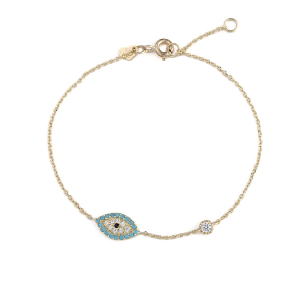 Eye Turquoise Zircon Bracelet - 9K Gold