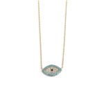 Eye Turquoise Zircon Necklace – 9K Gold