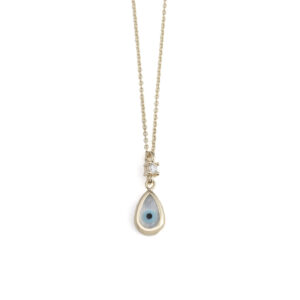 Evil Eye Teardrop Necklace – 9K Gold