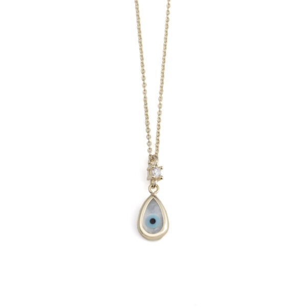 Evil Eye Teardrop Necklace – 9K Gold
