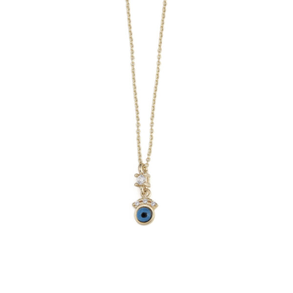 Dainty Blue Eye Necklace – 9K Gold