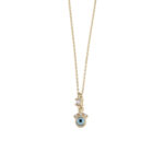 Dainty White Eye Necklace – 9K Gold