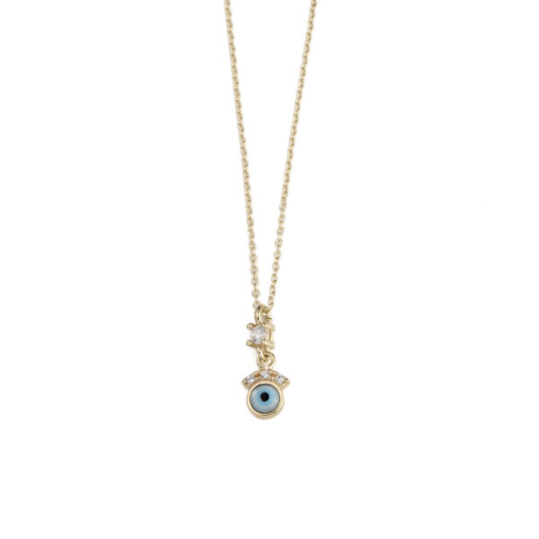 Dainty White Eye Necklace – 9K Gold