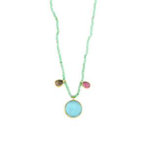 925 Sterling Silver and Gold Plated - Crisopraz Necklace