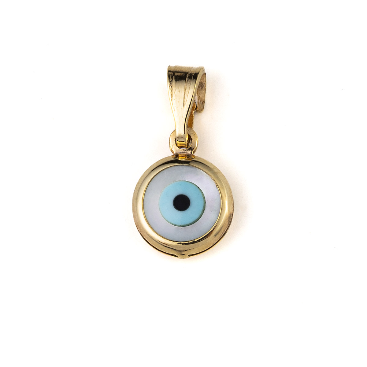 Round Evil Eye Pendant - 14K Gold - GREEK ROOTS Jewelry