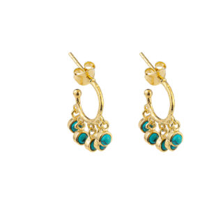 Turquoise Hoop Earrings - Sterling Silver and Gold Plated