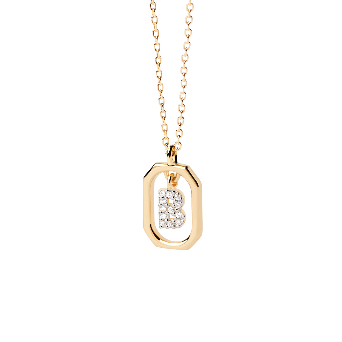 9ct Yellow Gold Diamond Set Initial B Pendant and Chain | Miltons Diamonds