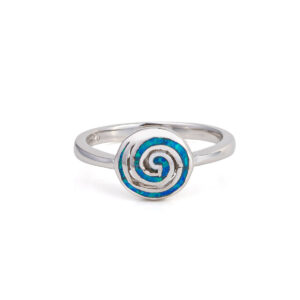 Spiral Ring Blue Opal 925 Sterling Silver