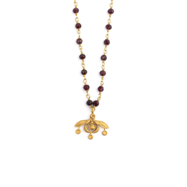 Rosary Necklace with Sterling Silver Cretan Bee Pendant