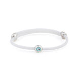 Round Evil Eye White Caoutchouc Bracelet