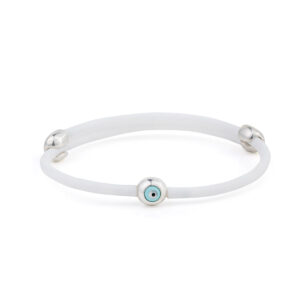 Round Evil Eye White Caoutchouc Bracelet