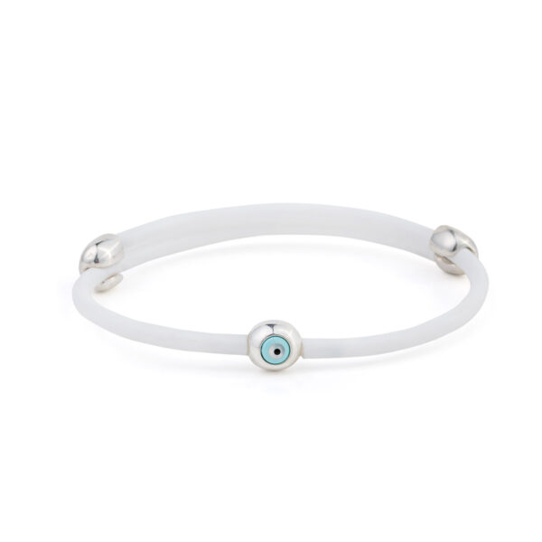 Round Evil Eye White Caoutchouc Bracelet