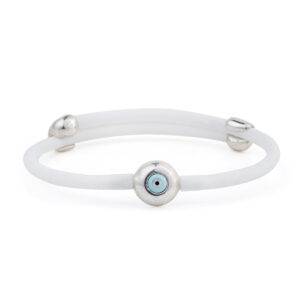 Round Eye White Caoutchouc Bracelet