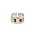 Greek Key Lace Ring with Zircon