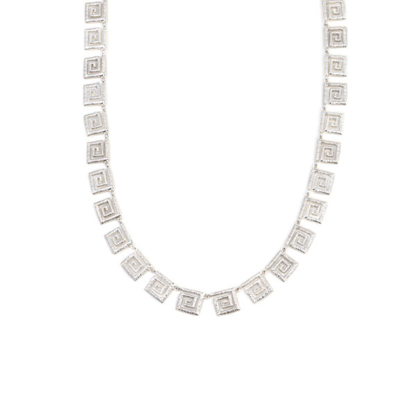Greek Key Lace Silver Necklace