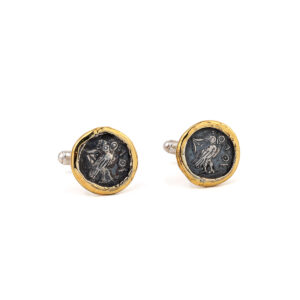 Wisdom Owl Cufflinks - 14K gold and Sterling Silver