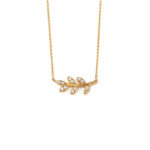 Olive Leaf Necklace with Zircon